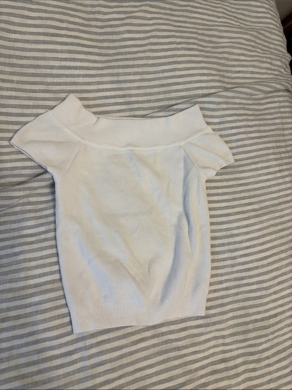 Cotton On White Off-Shoulder Ribbed Knit Top